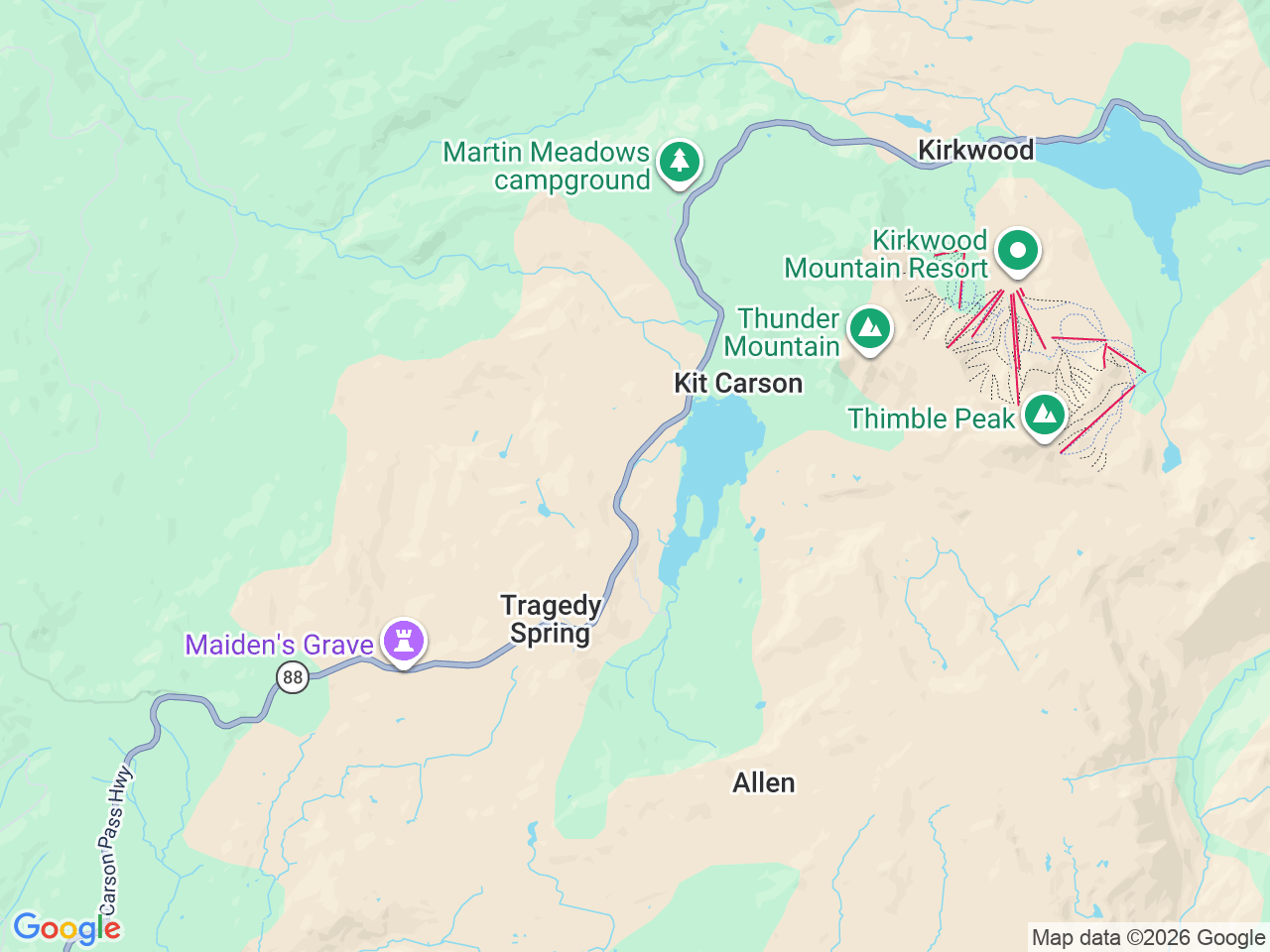 Map showing accommodations